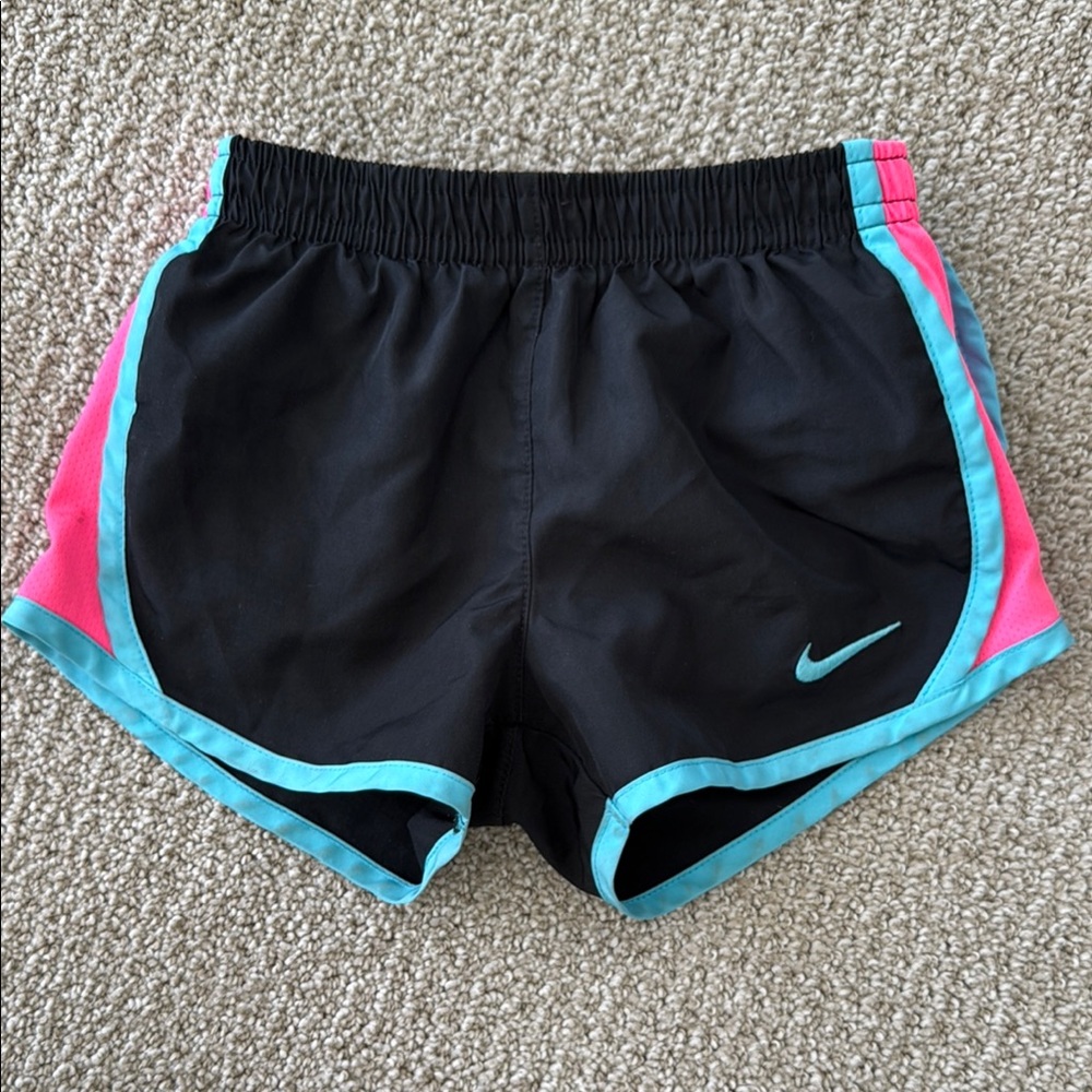 Nike Black and Pink Athletic Shorts with Elastic Waistband